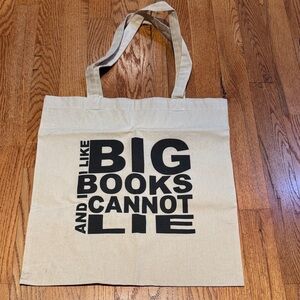 Canvas book tote “I like big books an I cannot lie” tan and black